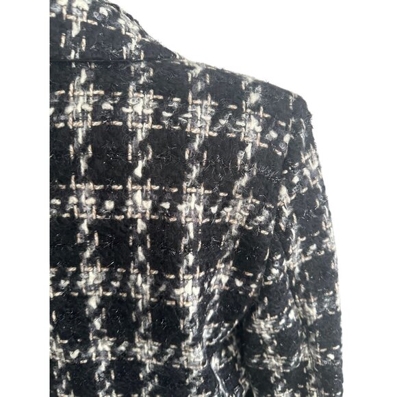 TALBOTS Italian Wool Mohair Blend Black Plaid Jacket Blazer Size 16 - Picture 5 of 8